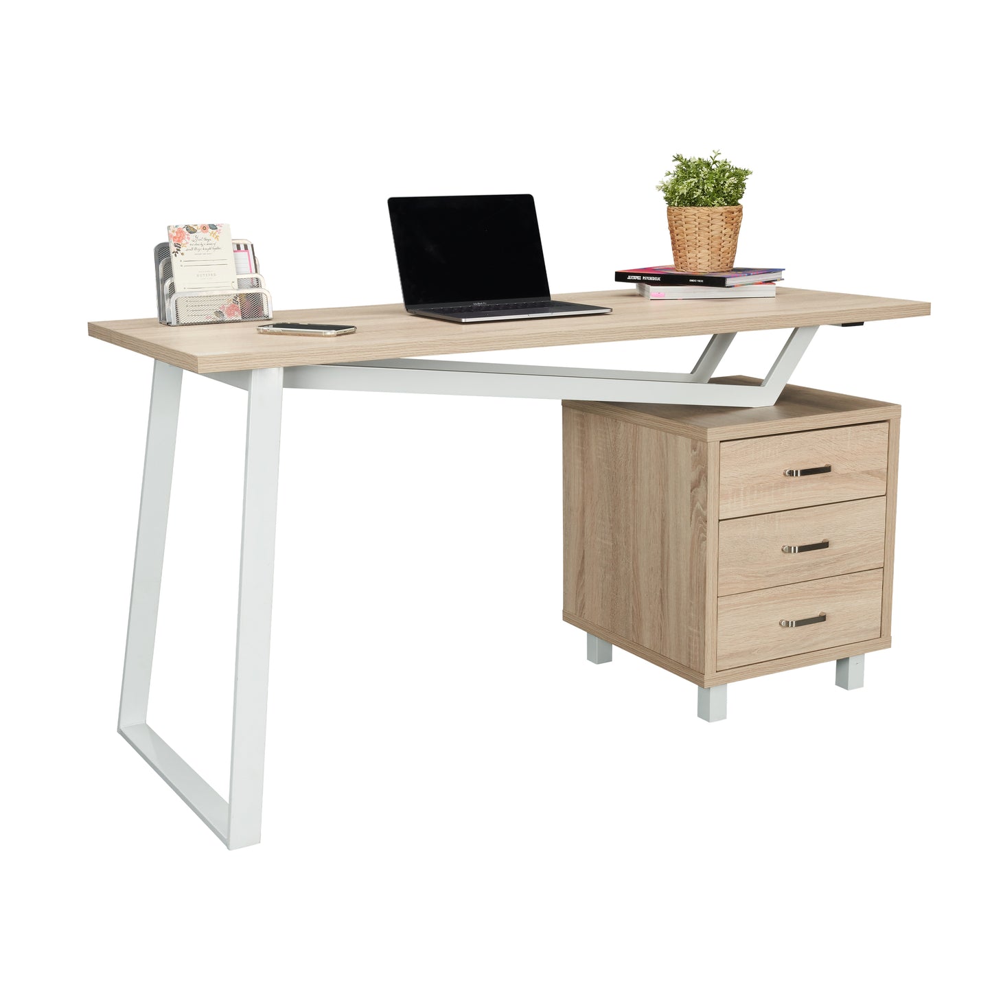 Techni Mobili Modern Design Computer Desk with Storage, Sand