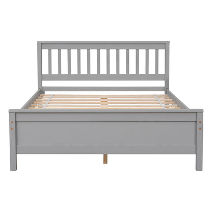 Full Bed with Headboard and Footboard for Kids, Teens, Adults,with a Nightstand,Grey