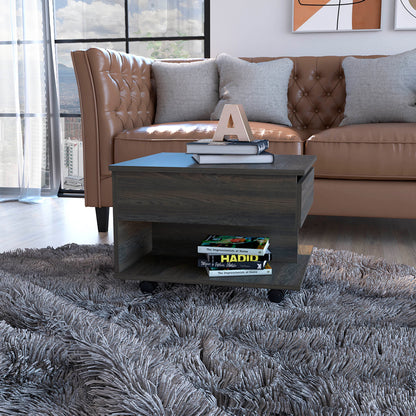 Lift Top Coffee Table Mercuri, Casters, Carbon Espresso Finish