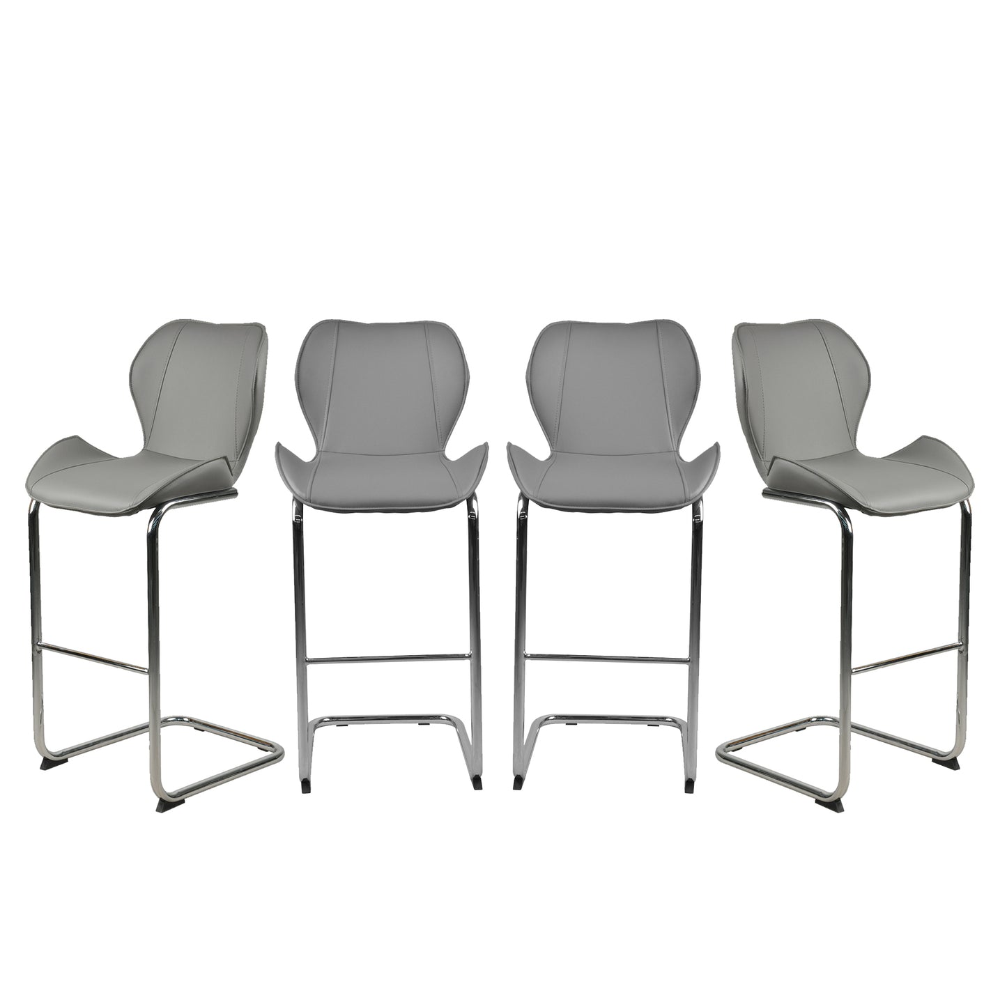 Bar chair modern design for dining and kitchen barstool with metal legs set of 4 (Grey)