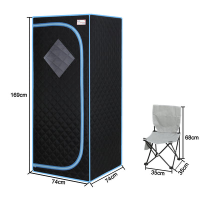 Portable Full Size Black Infrared Sauna tent–Personal Home Spa, with Infrared Panels, Heating Foot Pad,Controller, Foldable Chair ,Reading light.Easy to Install.Fast heating, with FCC Certification.