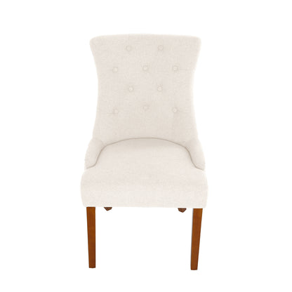 LYHome Mordern Fabric Dining Chairs, 2-Pcs Set, Iceam cream white