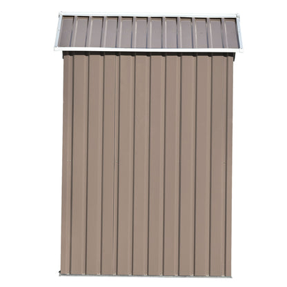 TOPMAX Patio 6ft x4ft Bike Shed Garden Shed, Metal Storage Shed with Lockable Door, Tool Cabinet with Vents and Foundation for Backyard, Lawn, Garden, Brown