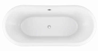 67" 100% Acrylic Freestanding Bathtub，Contemporary Soaking Tub，white bathtub