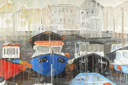 Color fading rain at the port - 20x30 Print on canvas