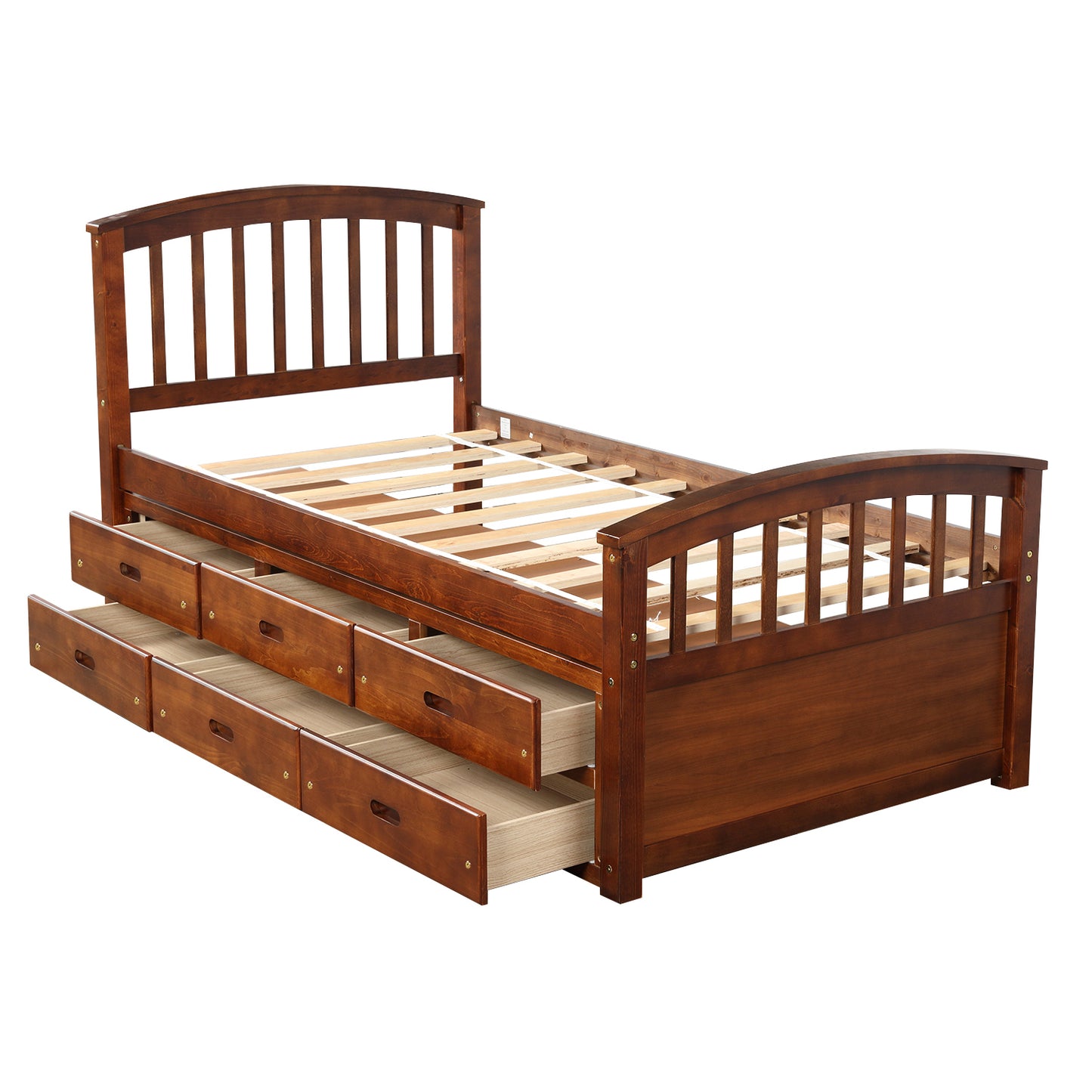 Orisfur. Twin Size Platform Storage Bed Solid Wood Bed with 6 Drawers