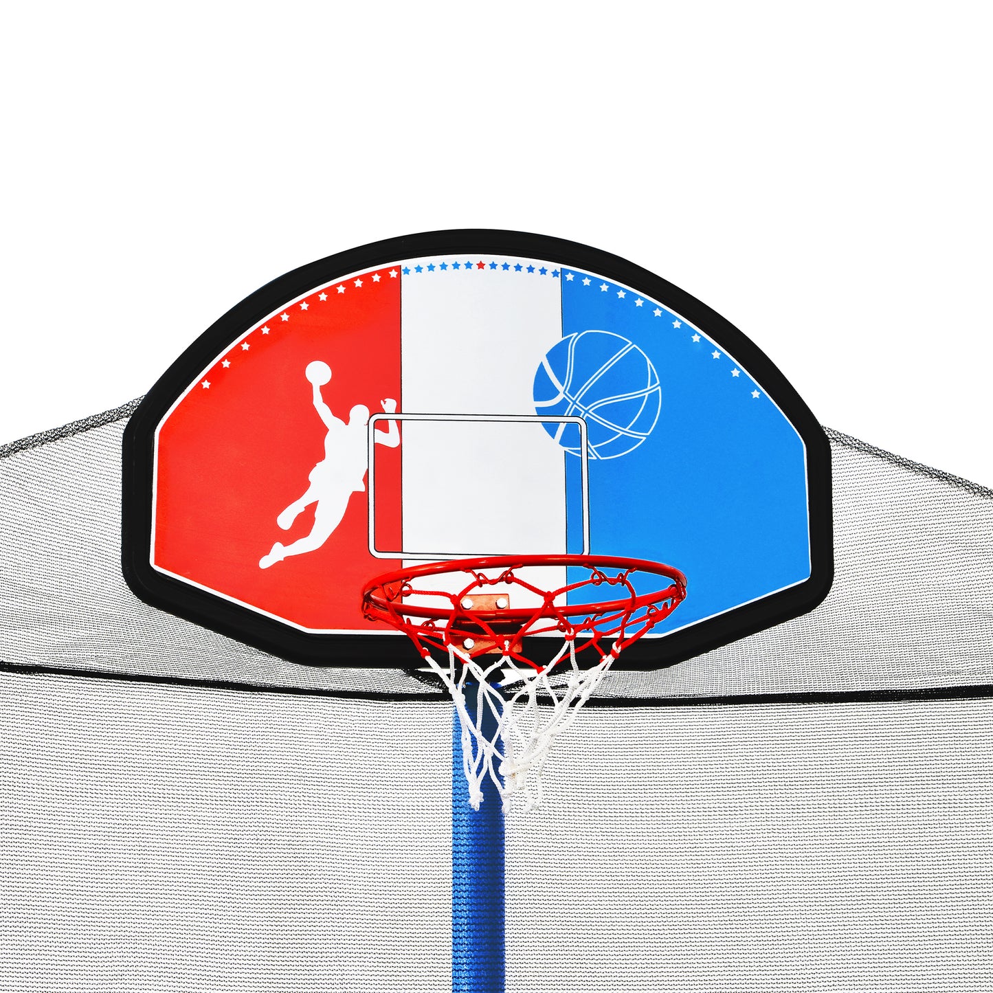 14FT Trampoline for Kids with Safety Enclosure Net, Basketball Hoop and Ladder, Easy Assembly Round Outdoor Recreational Trampoline