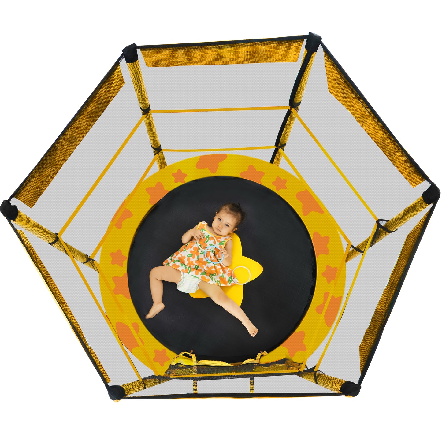 55 Inch Kids Trampoline with Safety Enclosure Net, 4.5FT Outdoor Indoor Trampoline for Kids (Yellow)