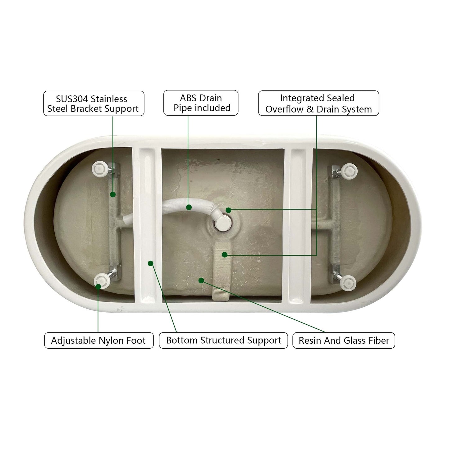 55" Acrylic Free Standing Tub - Classic Oval Shape Soaking Tub, Adjustable Freestanding Bathtub with Integrated Slotted Overflow and Chrome Pop-up Drain Anti-clogging Gloss Black