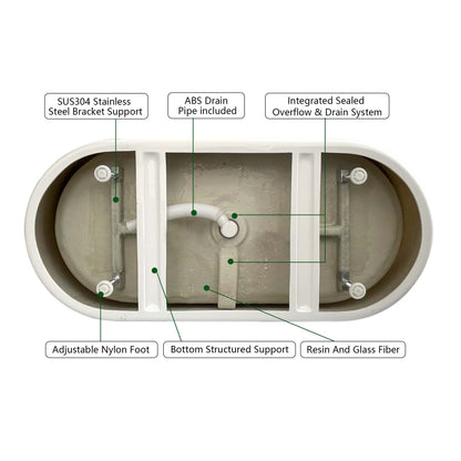 55" Acrylic Free Standing Tub - Classic Oval Shape Soaking Tub, Adjustable Freestanding Bathtub with Integrated Slotted Overflow and Chrome Pop-up Drain Anti-clogging Gloss Black