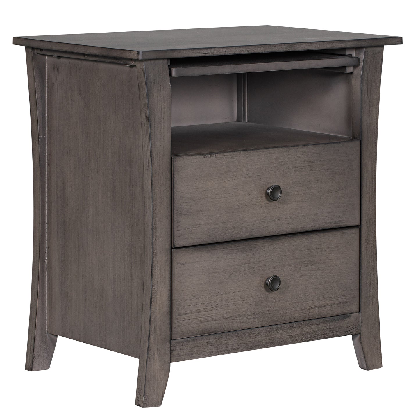 Multifunctional Storage Nightstand with 2 Drawers and an open cabinet,Grey