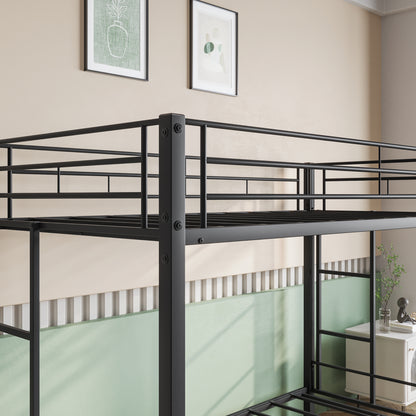 Metal Bunk Bed Twin-Over-Twin No Box Spring Needed Black