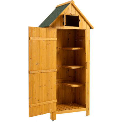 30.3”L X 21.3”W X 70.5”H Outdoor Storage Cabinet Tool Shed Wooden Garden Shed  Natural