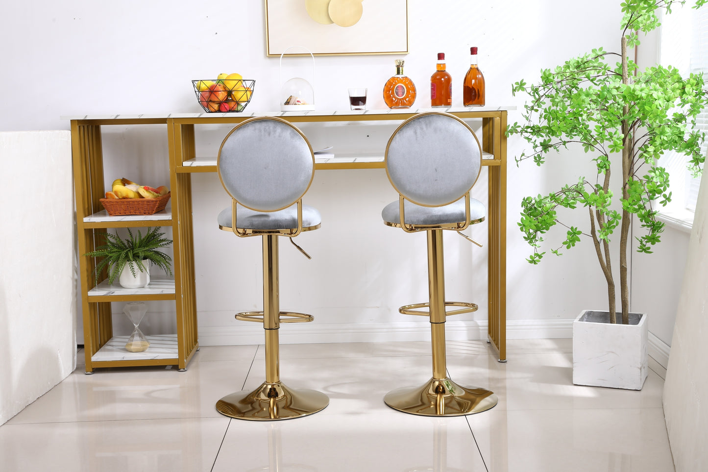 Bar Stools with Back and Footrest Counter Height Dining Chairs  2pcs/ctn