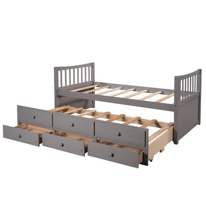 Daybed with Trundle and Drawers, Twin Size, Gray(Old SKU: LP000041EAA,LP000041AAE)