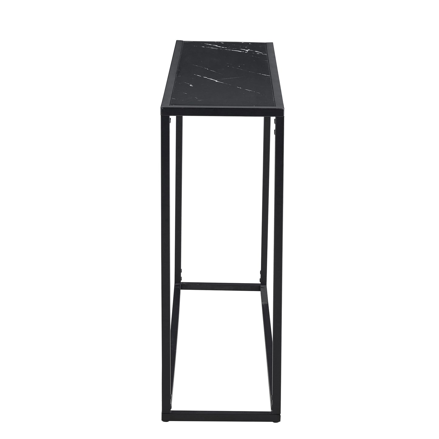 D&N Console Talbe Minimalist Porch Table Sofa sidetable, MDF boards, metal frame , Rectangle shape, Black,41.73''L 11.2''W 29.92''H