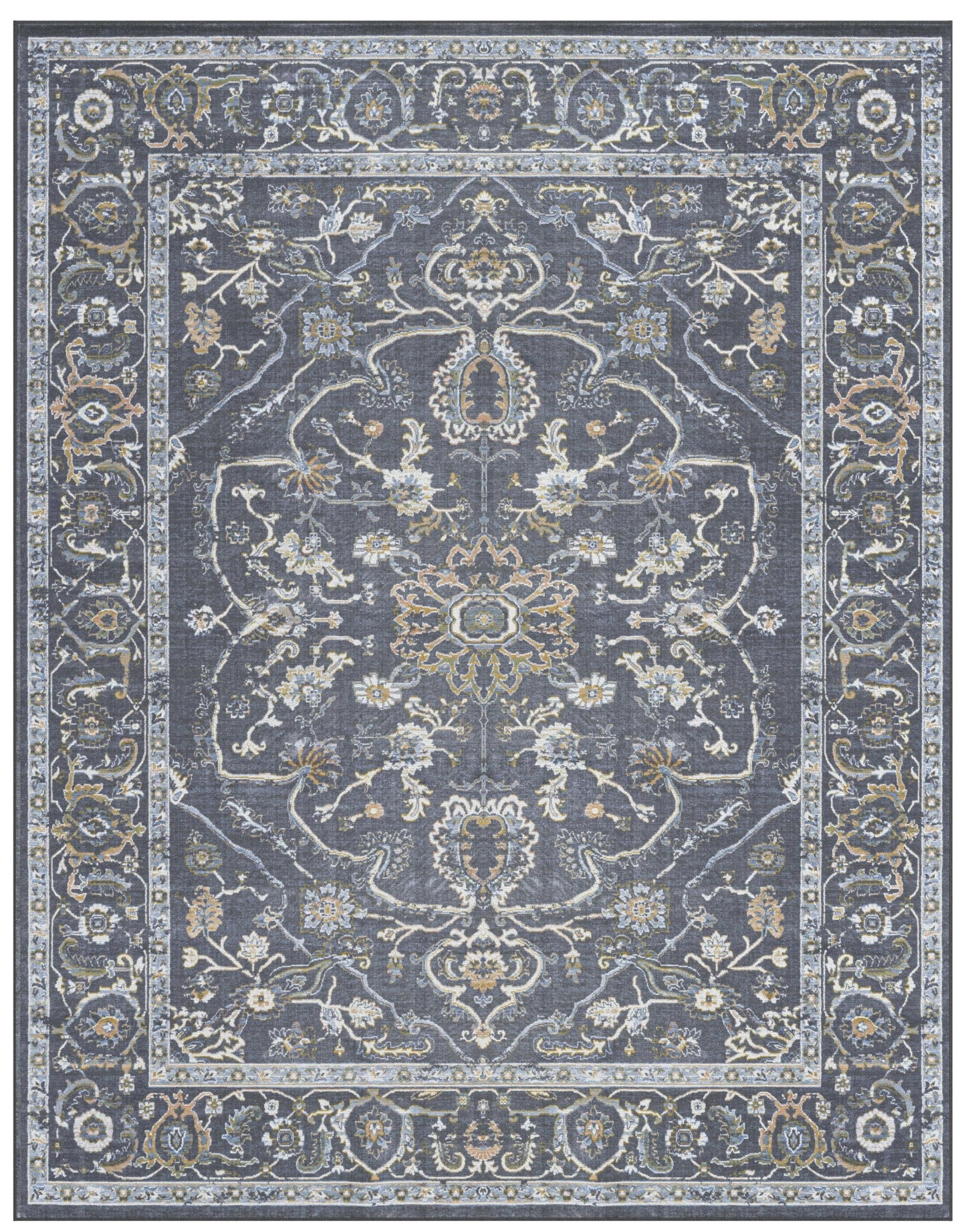 Damara Blue, Gray, and Multi-color Viscose Area Rug 8x10