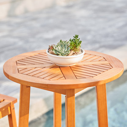 Kapalua Honey 3-piece Nautical Eucalyptus Wodden Outdoor Bar Set