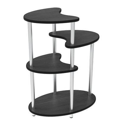 Simple four-layer flower stand, black wooden board and steel frame, suitable for balcony, living room, hall, bedroom, study