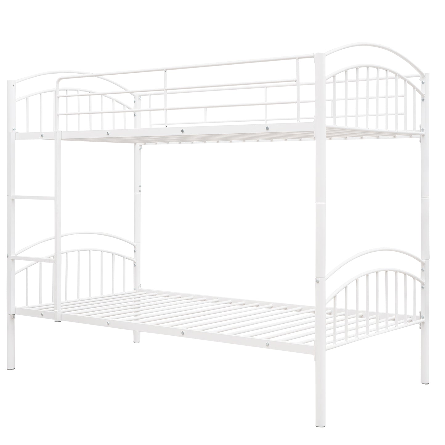 Twin Over Twin Metal Bunk Bed,Divided into Two Beds(White)（OLD SKU:MF280424AAK）