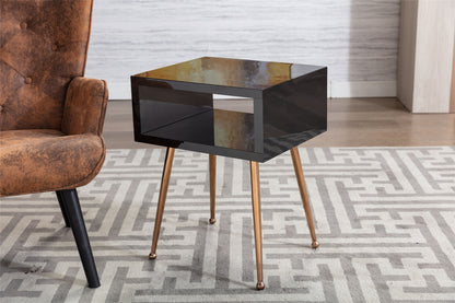 COOLMORE MIRROR END TABLE  MIRROR NIGHTSTAND   END&SIDE TABLE  (Black)