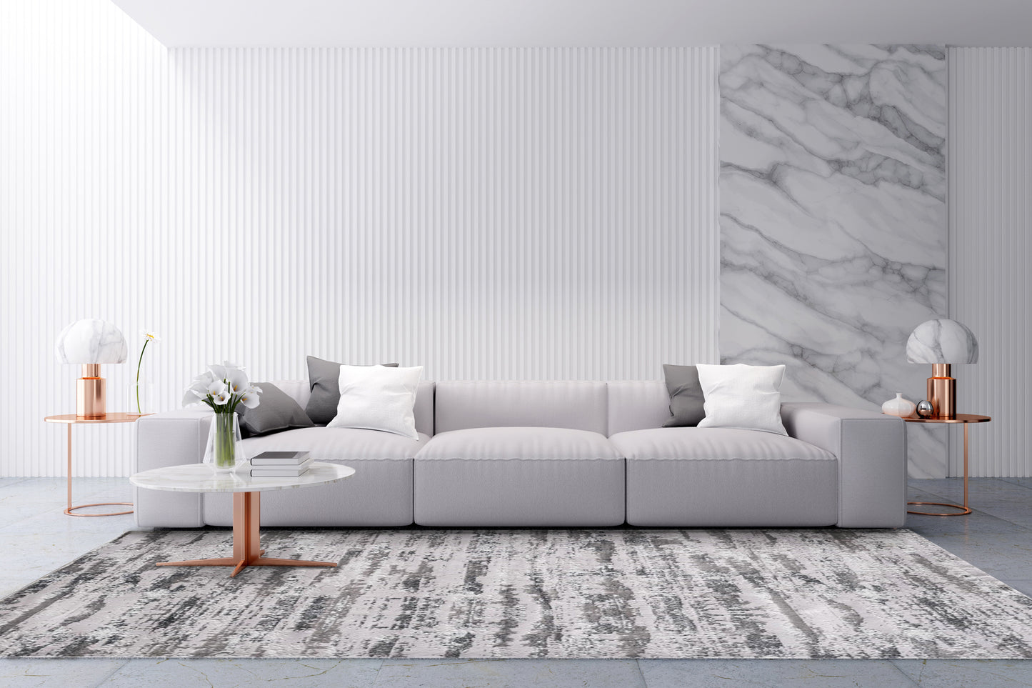 Milano Collection Manhattan Silver Woven Area Rug