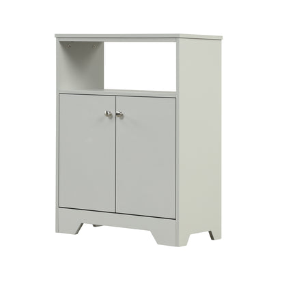 Grey Bathroom Storage Cabinet with Adjustable Shelves, Freestanding Floor Cabinet for Home Kitchen, Easy to Assemble