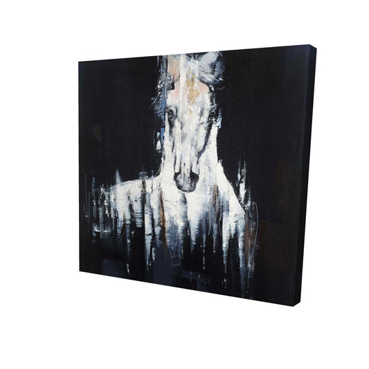 Abstract white horse on black background - 16x16 Print on canvas