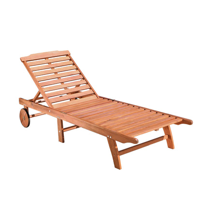 Malibu Outdoor Wood Folding Sunbathing Chaise Lounge