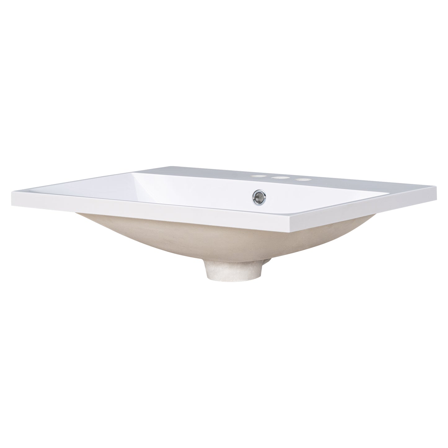 24" Bathroom Vanity Top Only, White Basin, 3-Faucet Holes, 4" Faucet Available, Ceramic