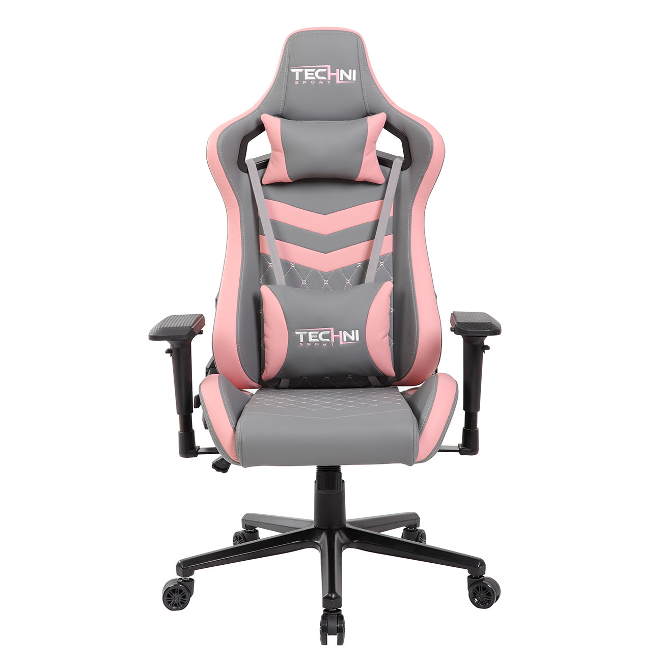 Techni Sport TS-83 Ergonomic High Back Racer Style PC Gaming Chair, Grey/Pink