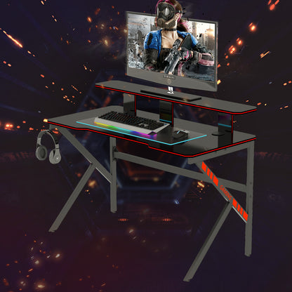 New Arrive Large Gaming Table K Shape Black MDF Gaming Desk with PC Holder