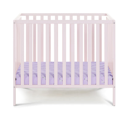 Palmer 3-in-1 Convertible Mini Crib Pastel Pink w/ Mattress Pad