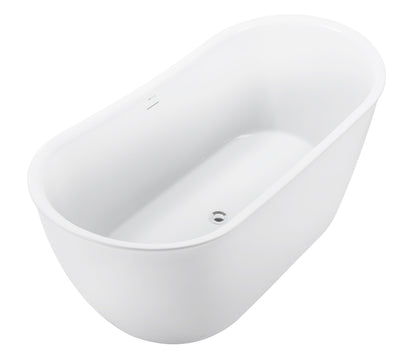 59" 100% Acrylic Freestanding Bathtub，Contemporary Soaking Tub，white bathtub