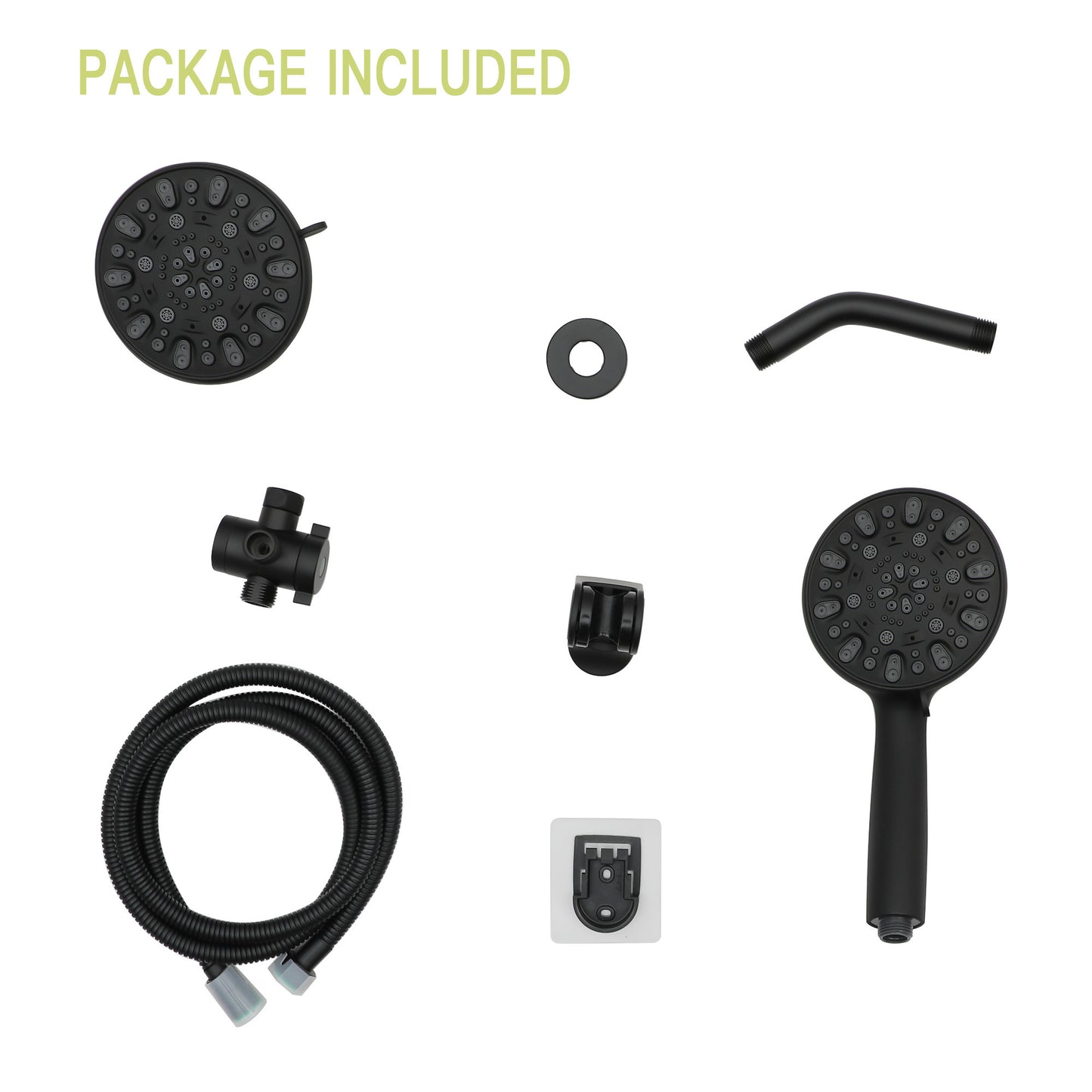 Multi Function Dual Shower Head - Shower System with 4.7" Rain Showerhead, 7-Function Hand Shower, Matte Black