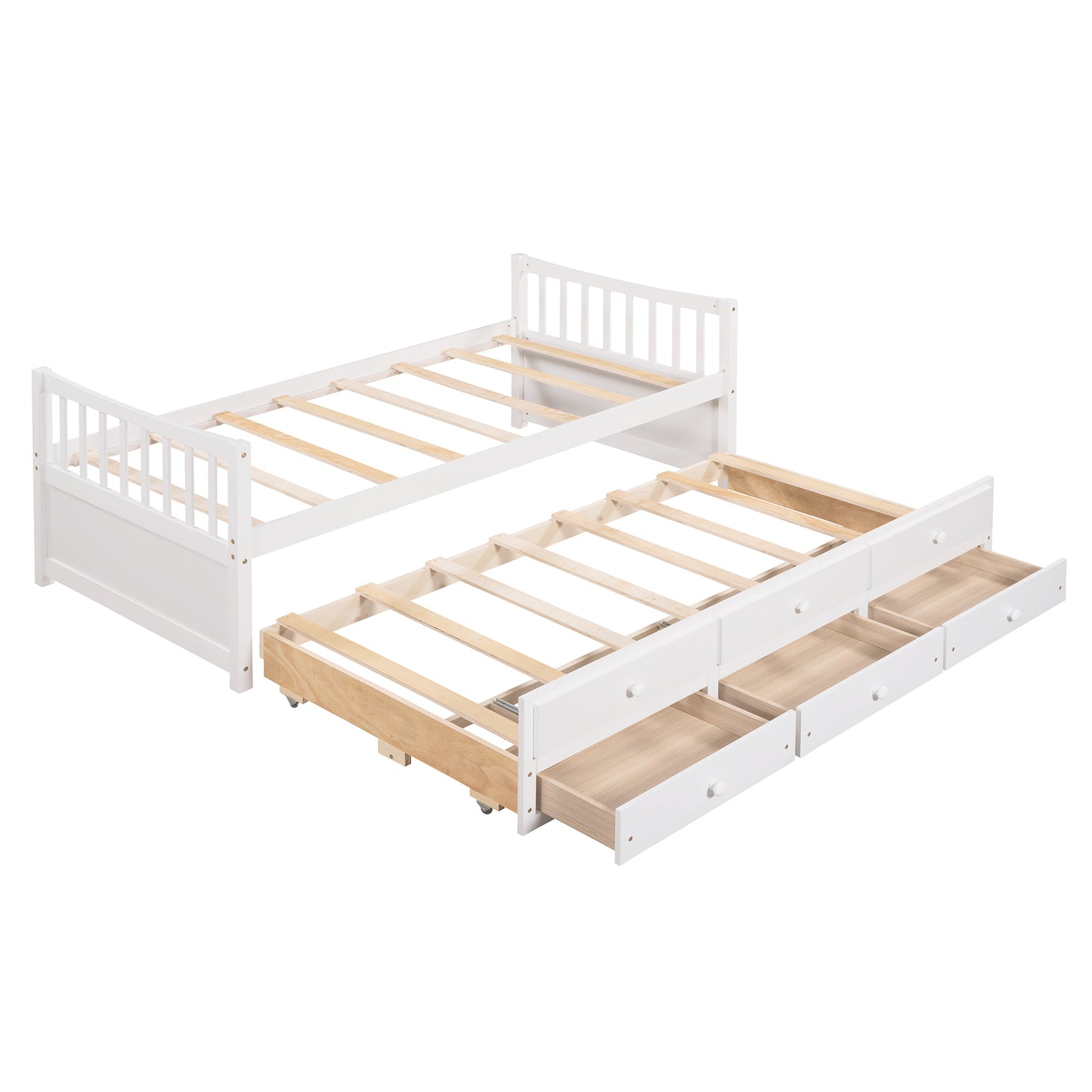 Daybed with Trundle and Drawers, Twin Size, White(OLD SKU: LP0000141KAA)