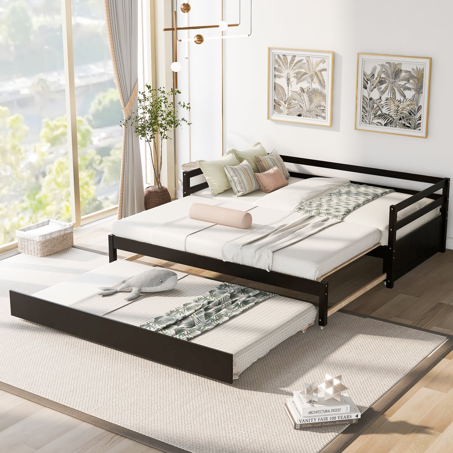 Twin or Double Twin Daybed with Trundle,Espresso