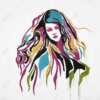 Woman graffiti art - 12x12 Print on canvas