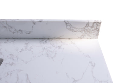 Montary 49‘’x22" bathroom stone vanity top  engineered stone carrara white marble color with rectangle undermount ceramic sink and 3 faucet hole with back splash .