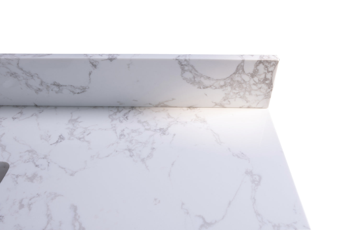 Montary 61" carrara white engineered stone vanity top backsplash