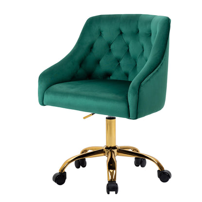 Modern Home Office Chair, Velvet Swivel Armchair, Velvet Office Chair with Soft Seat