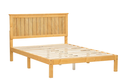 Platform Full Bed with Headboard,Natural