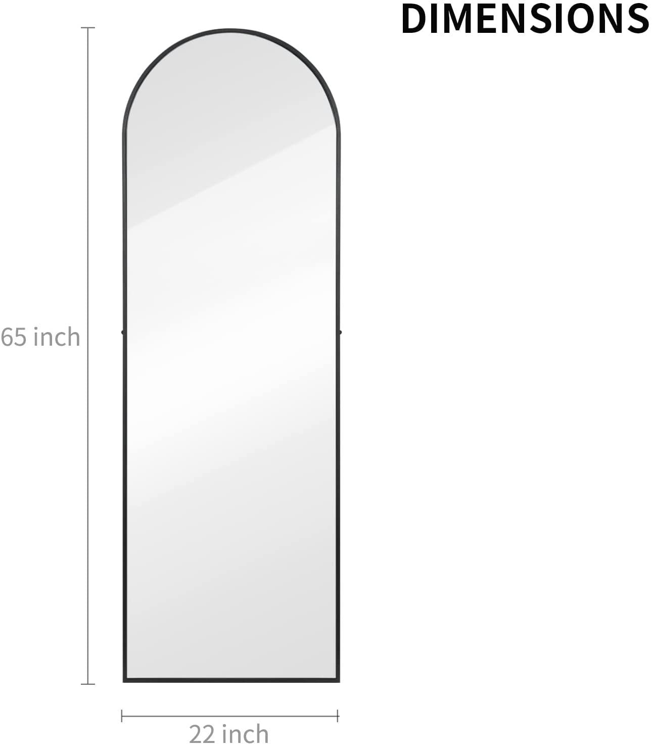 YSSOA Full Length Mirror, Arched-Top Full Body Mirror with Stand, Floor Mirror & Wall-Mounted Mirro