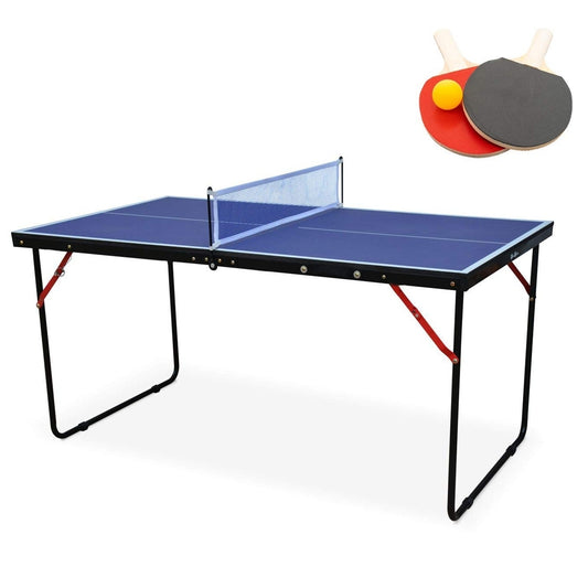 Table Tennis Table Midsize Foldable & Portable Ping Pong Table Set with Net and 2 Ping Pong Paddles for Indoor Outdoor Game