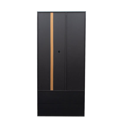 Side cabinet with shelving, drawers, black side cabinet for clothing