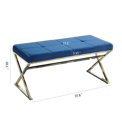 blue velvet fabric Morden bench