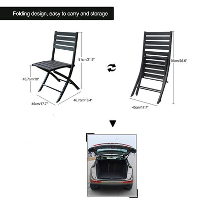 2PCS Outdoor Indoor Folding Chairs Aluminum Patio Dining Chairs, Grey