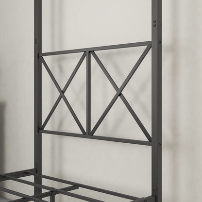 Metal Canopy Bed Frame Platform with X Shaped , Twin Black