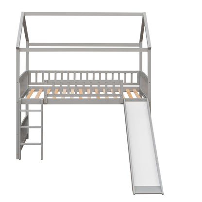 Twin Loft Bed with Slide, House Bed with Slide,White(OLD SKU :LT000212AAE)