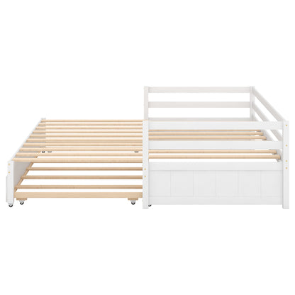 Twin or Double Twin Daybed with Trundle,White